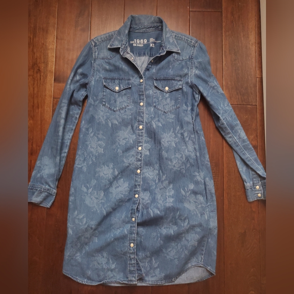 GAP 1969 Indigo Denim Dress Size Xs Loose Fit Super Cute